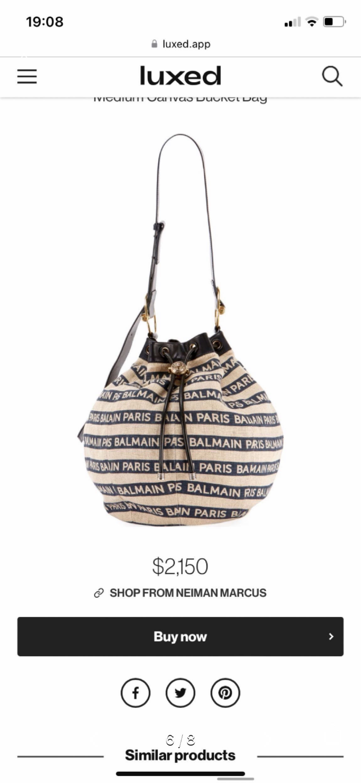 Balmain, marine bucket çanta — görsel 7/8