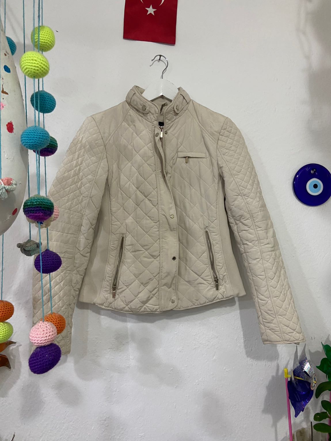 Zara bej düğmeli mont — görsel 3/8