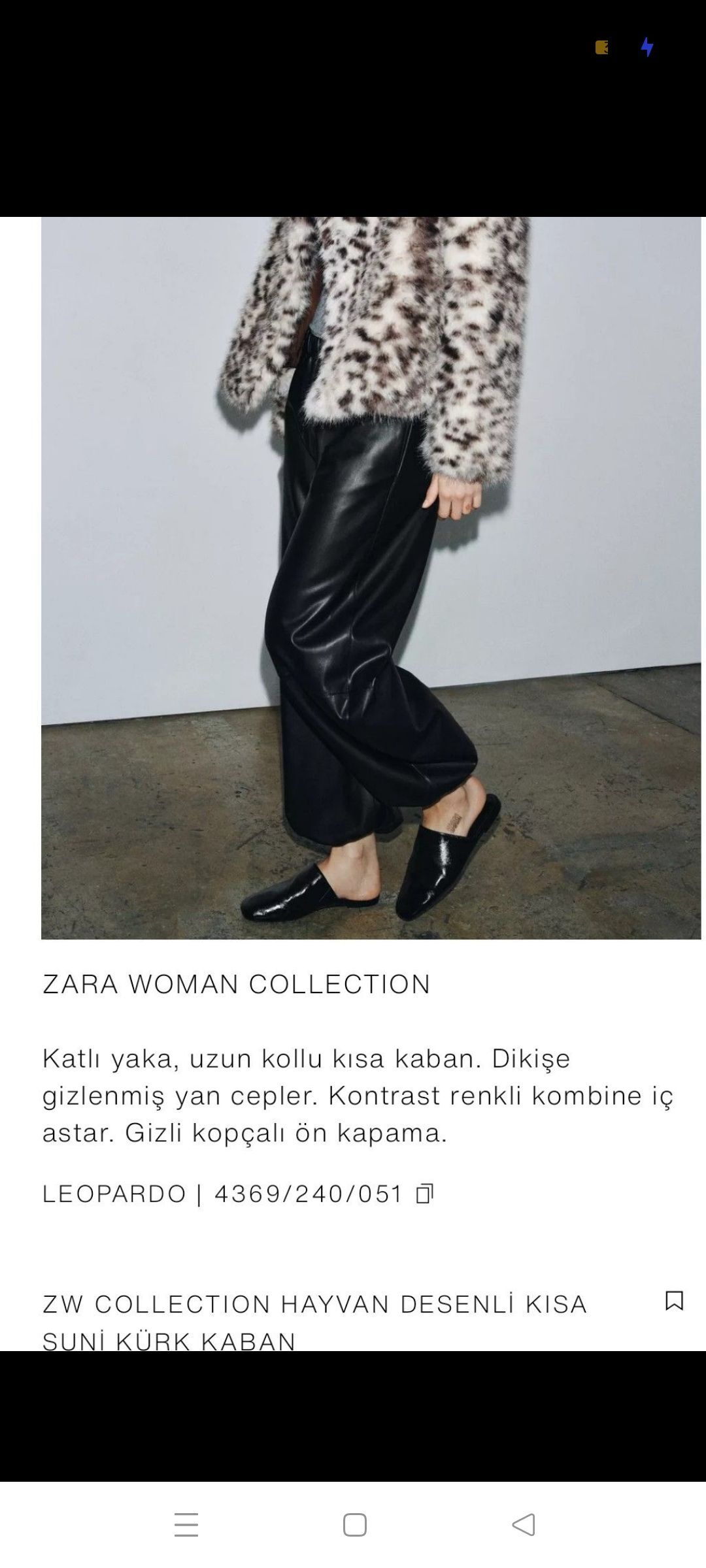 ZARA HAYVAN DESENLİ SUNİ K URK KABAN — görsel 4/8