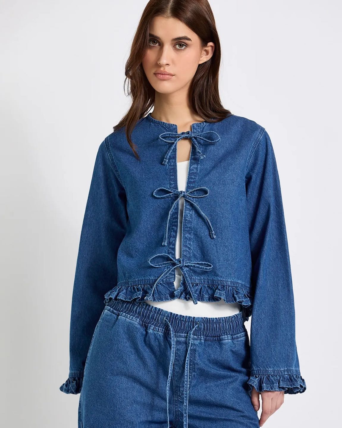 Önden Bağlamalı Denim Kot Gömlek — görsel 4/6