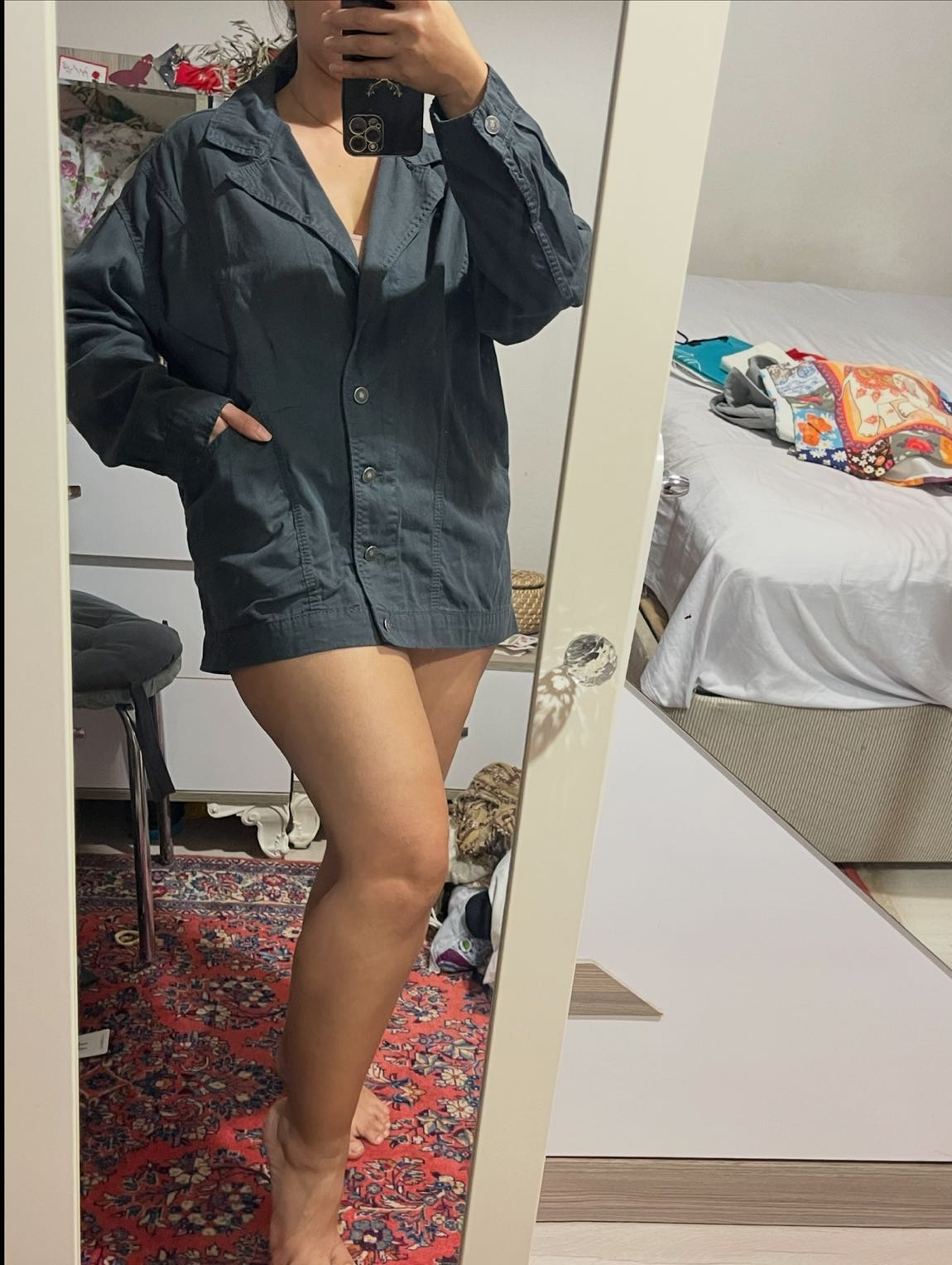 Sıfır oversize kot ceket kot Blazer — görsel 3/8