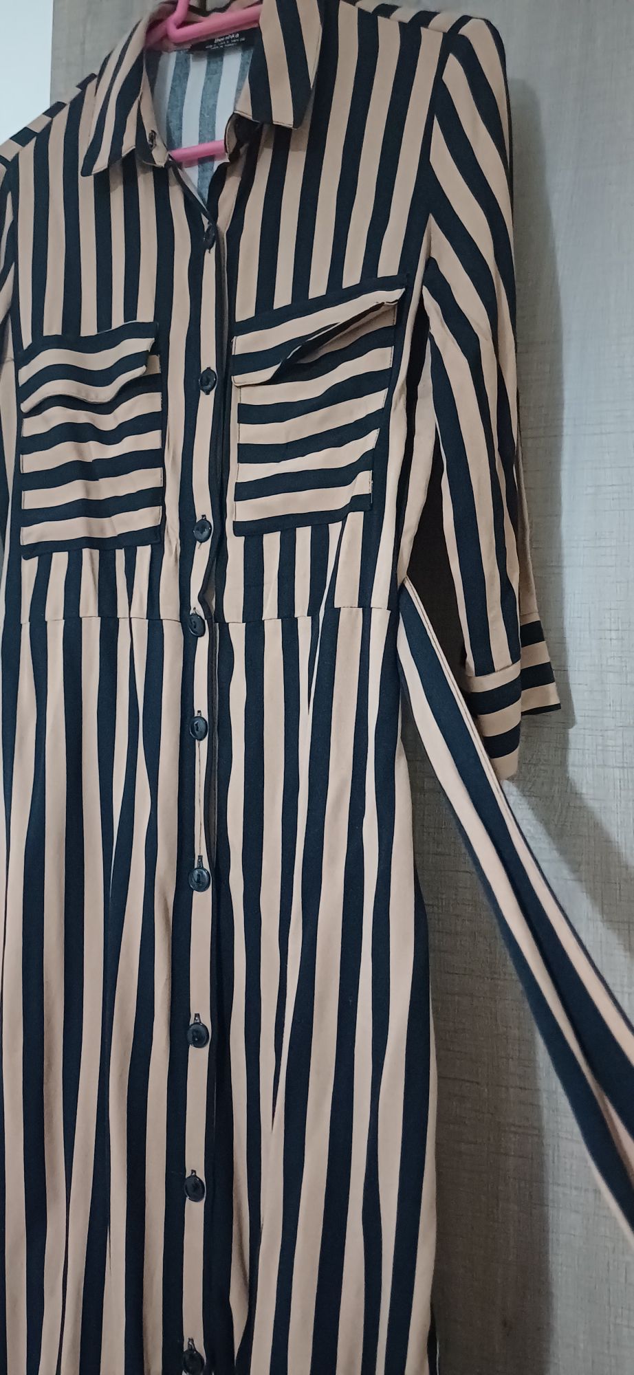 Bershka S Beden Taba-Siyah Çizgili Midi — görsel 5/8
