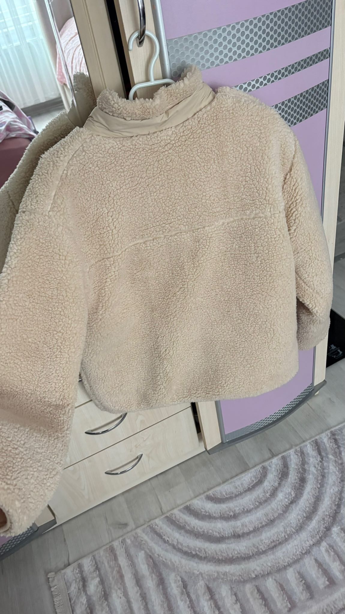 Pull&Bear M Beden Krem Teddy Crop Ceket — görsel 2/4