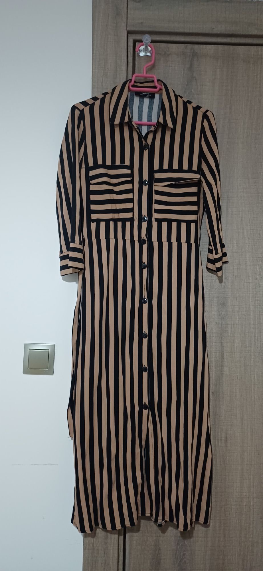 Bershka S Beden Taba-Siyah Çizgili Midi — görsel 3/8