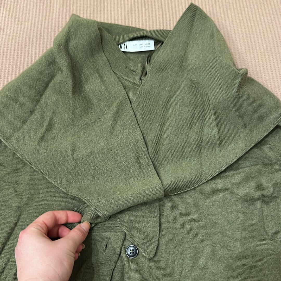 Zara Fular Detaylı Örgü Hırka Haki — görsel 5/5