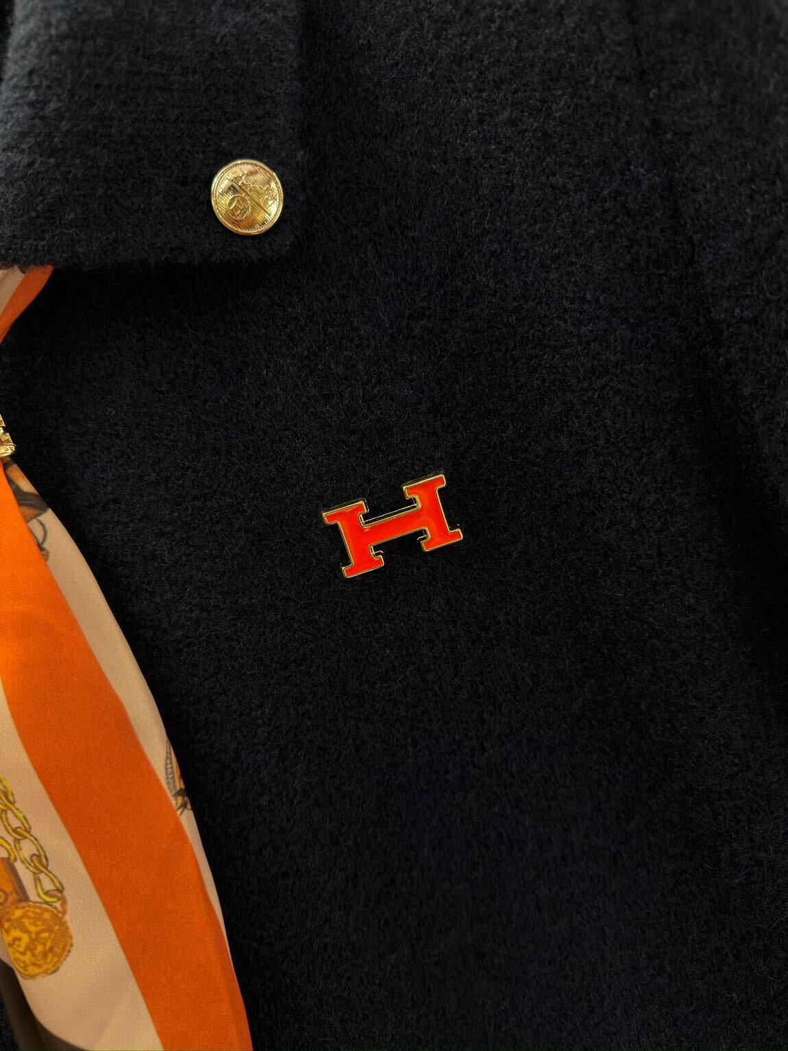 Hermes Polo Yaka Fularlı Lacivert Triko — görsel 6/6