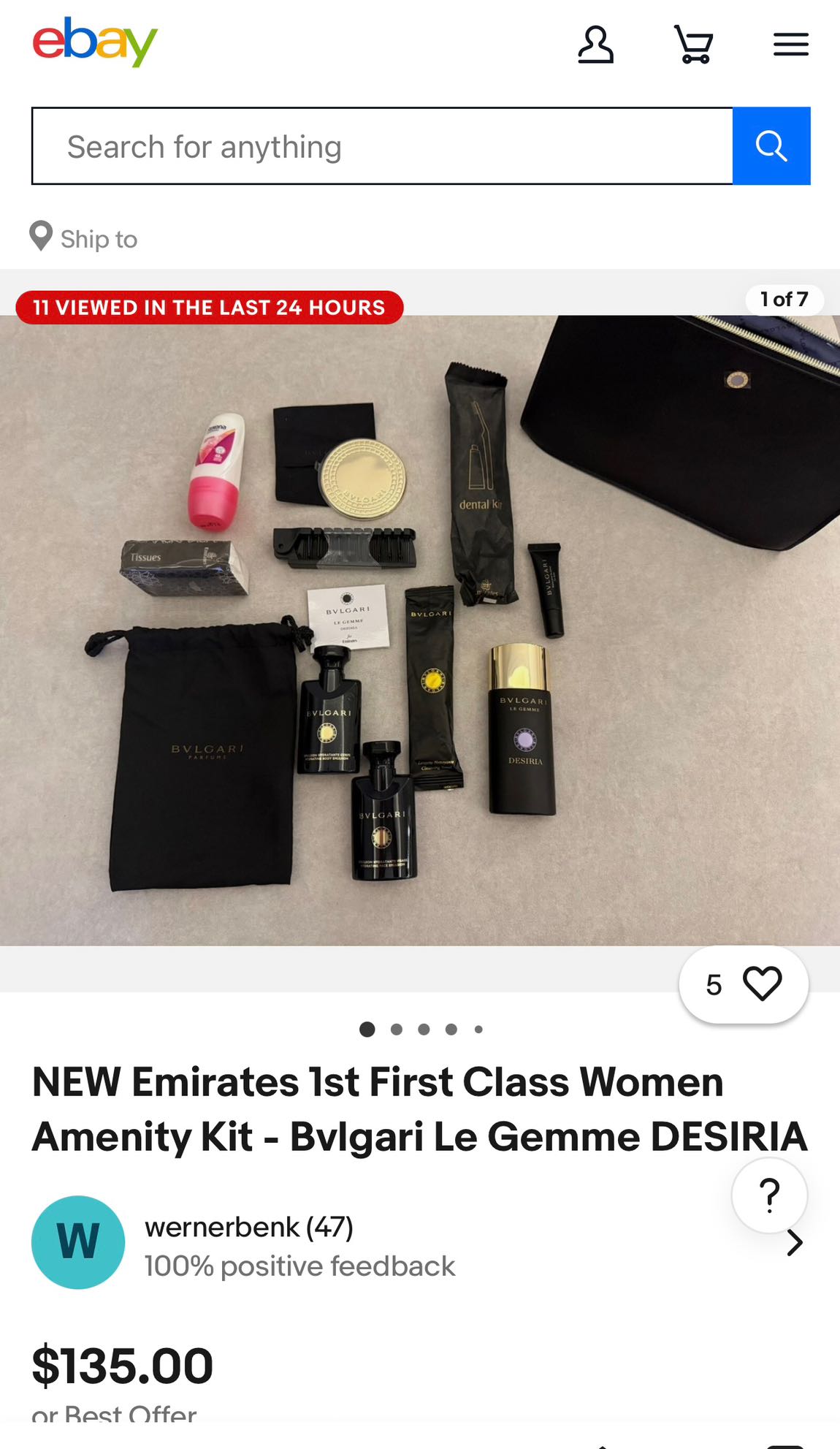 Bvlgari Emirates First Class Canta — görsel 8/8
