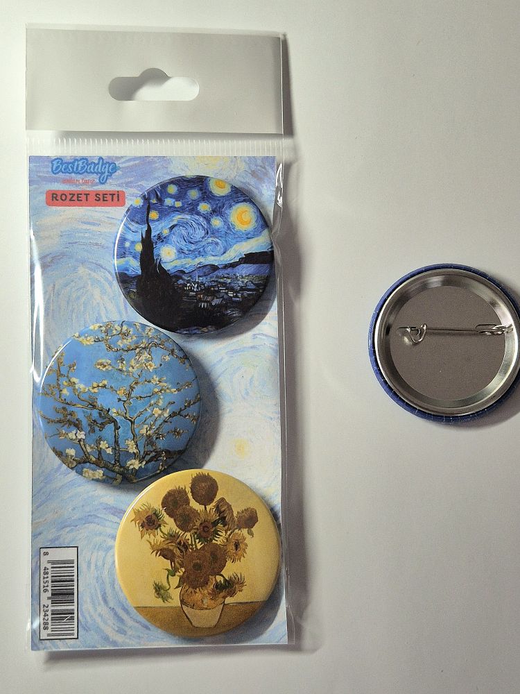 Van Gogh Eserleri Rozet Seti 3'lü — görsel 4/8