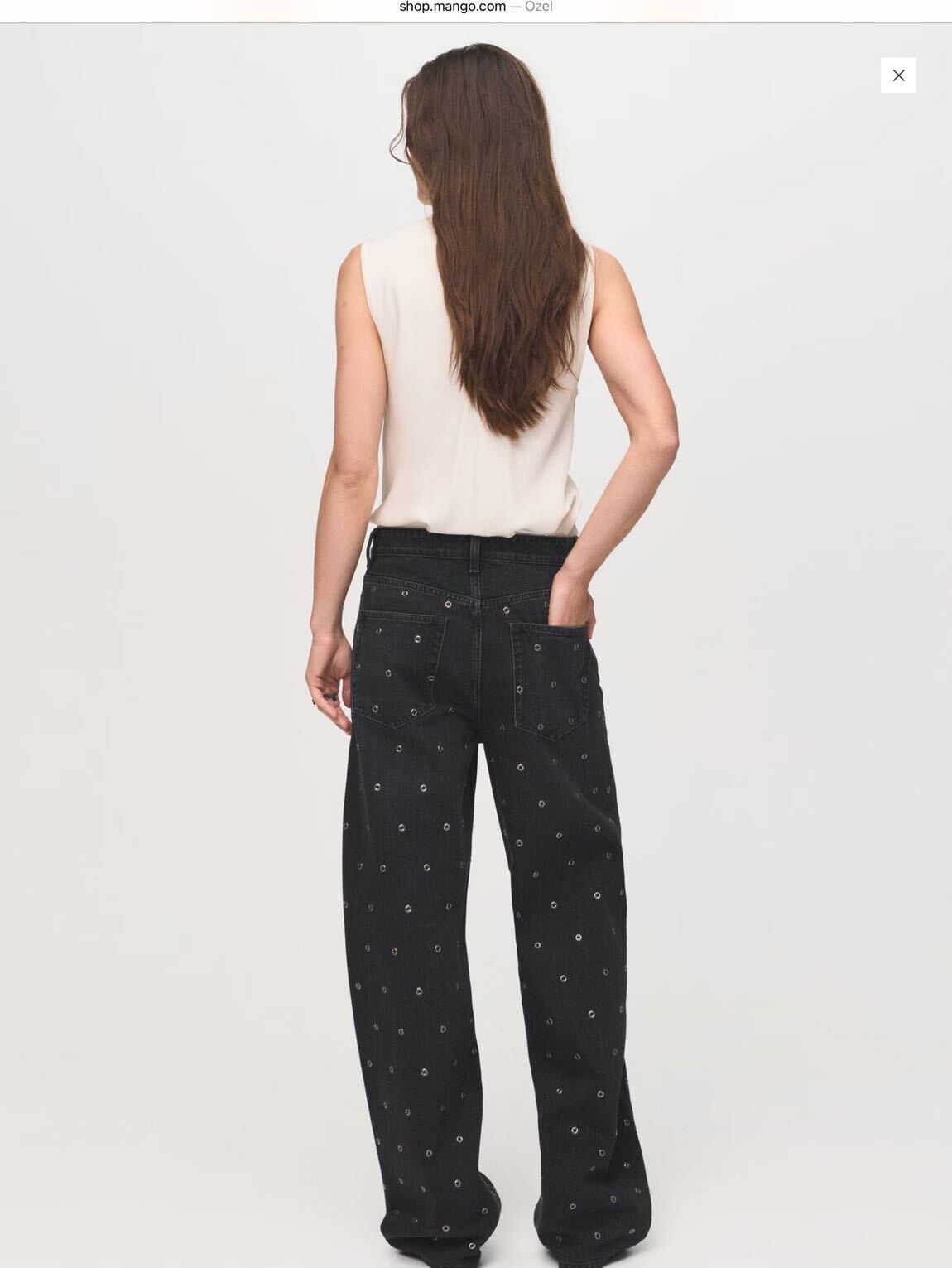 Mango Zımba Detaylı Delikli Barrel Jean — görsel 2/8