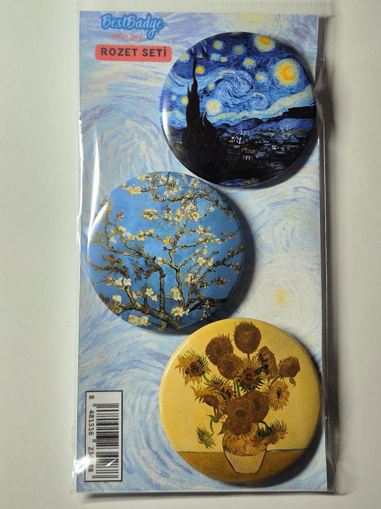 Van Gogh Eserleri Rozet Seti 3'lü — görsel 6/8