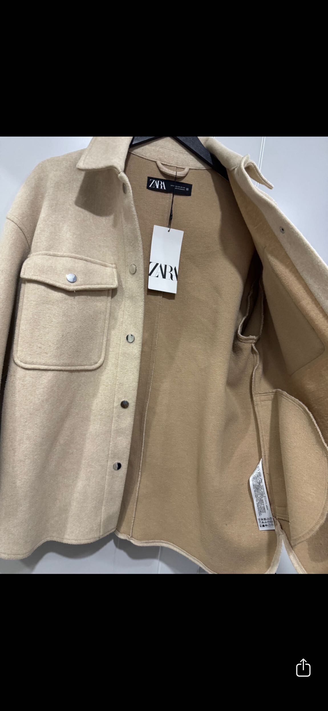 Zara Bej Oversize Oduncu Gömlek Ceket — görsel 3/5