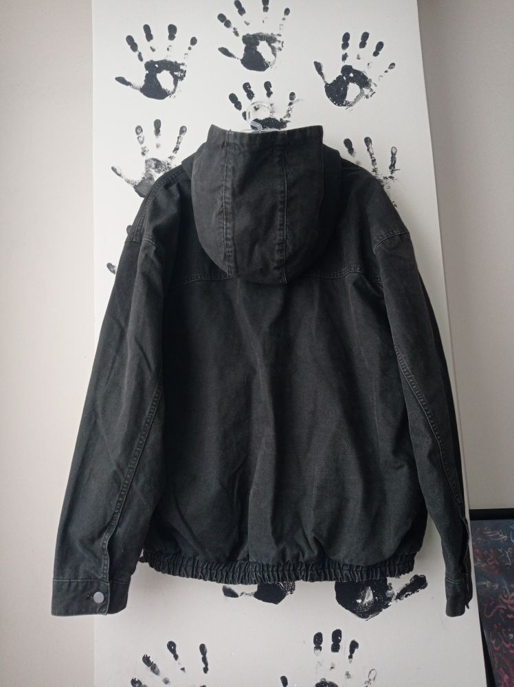 Kapüşonlu Oversize Bomber Kot Mont — görsel 3/5