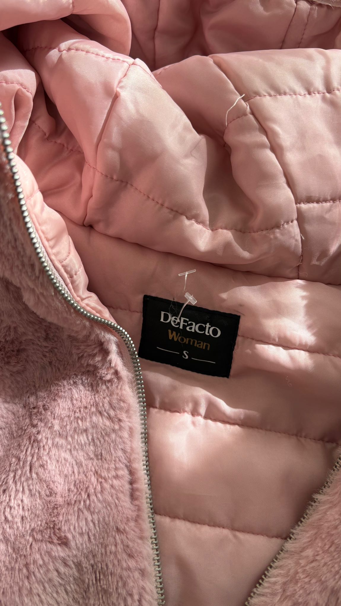 DeFacto Pembe Peluş Mont — görsel 3/7