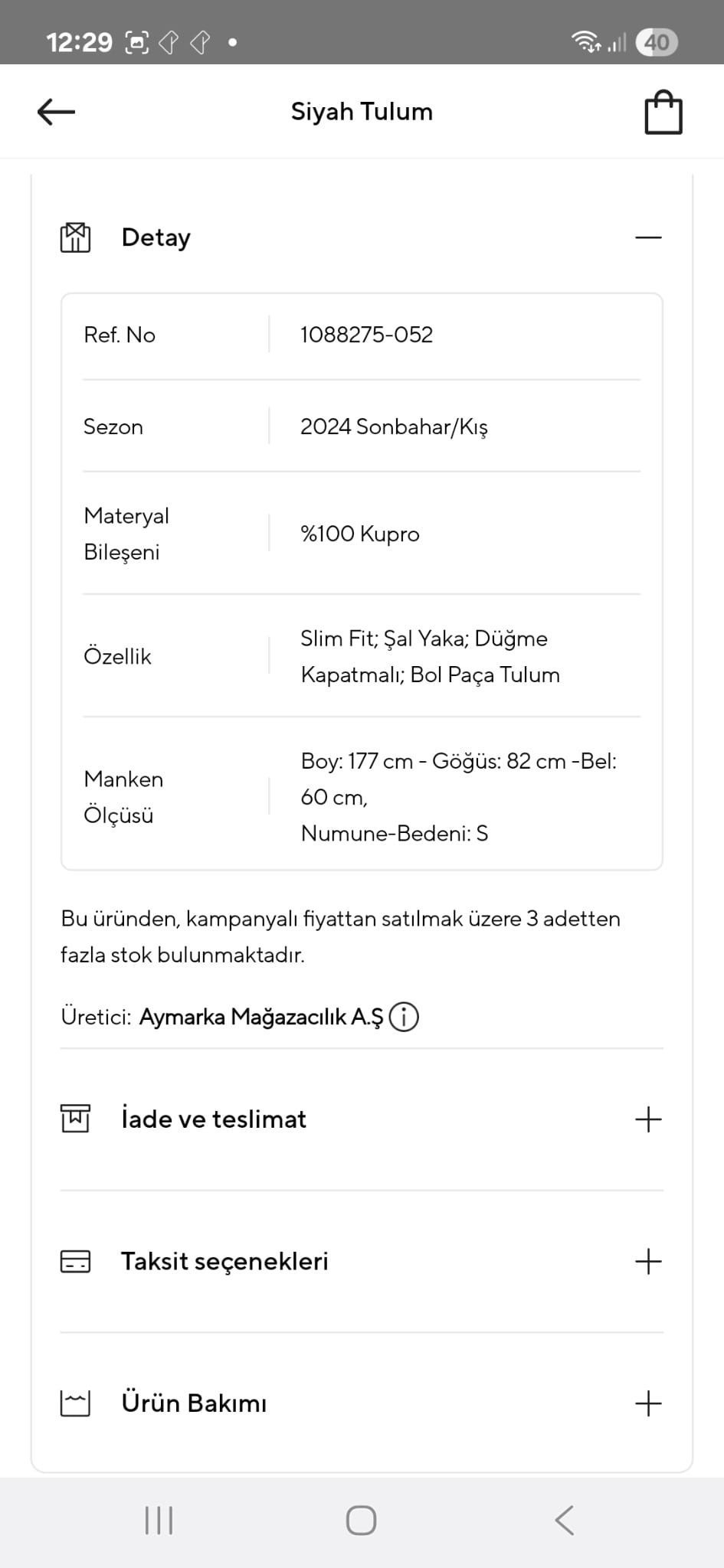 NETWORK %100 KUPRO S BEDEN TULUM — görsel 8/8