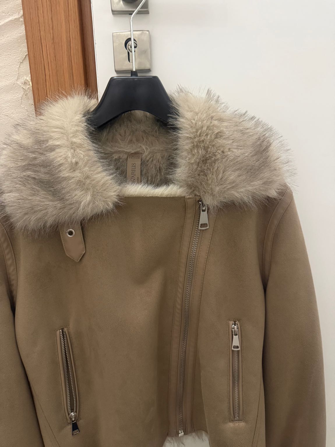 Stradıvarıus sünü süet biker ceket — görsel 7/8