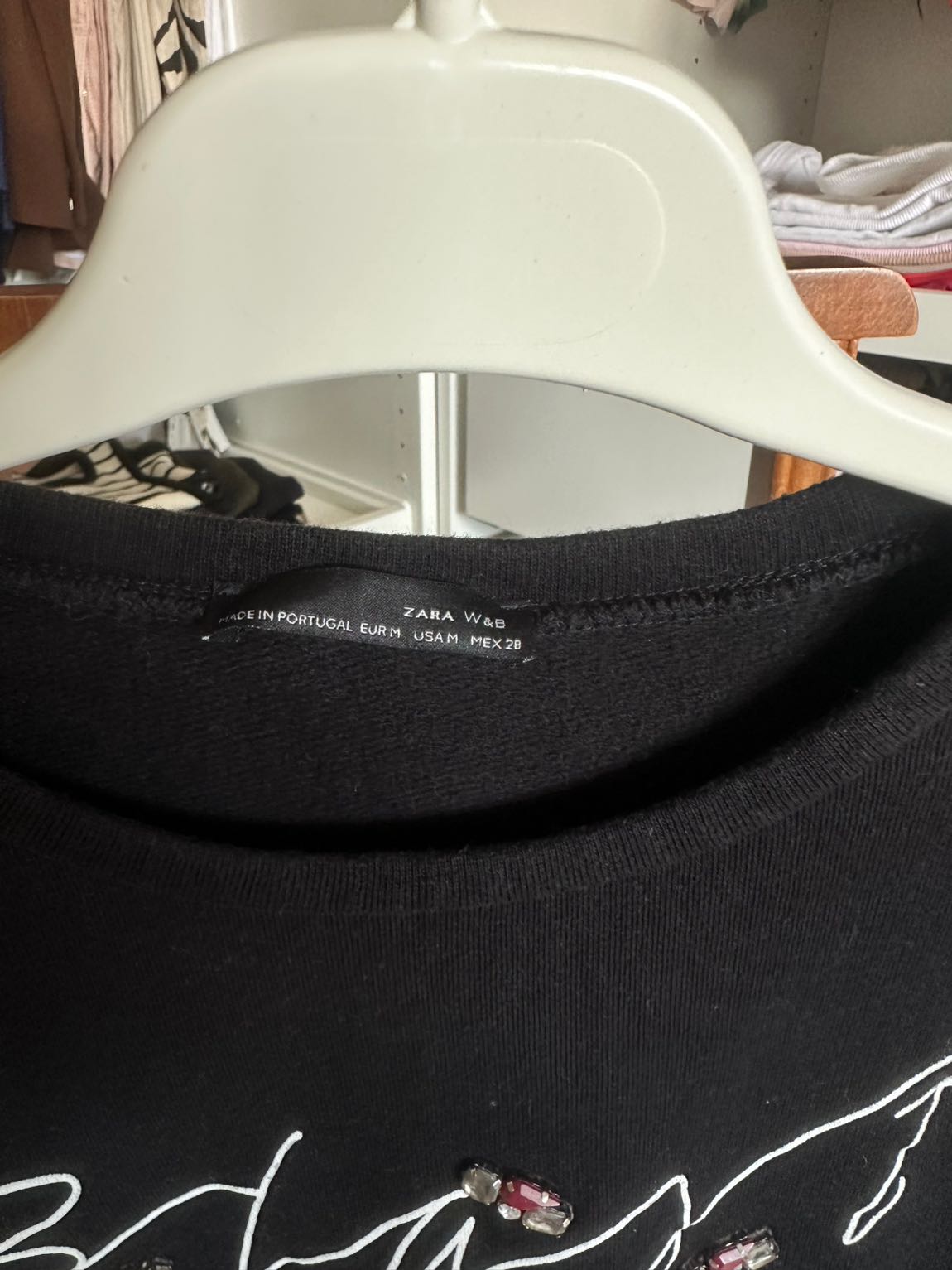 Zara siyah crop sweatshirt — görsel 2/4