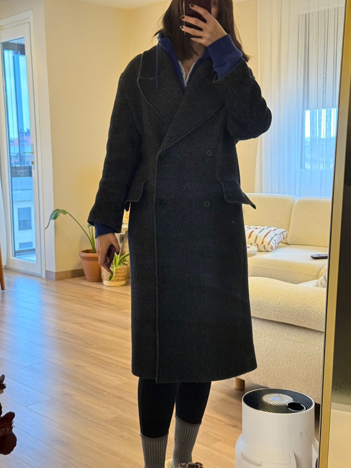 Zara MANTECO yünlü Şal Yaka Kaban — görsel 8/8