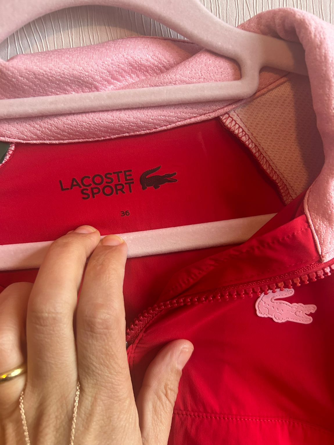 Kırmızı Pembe Renkli Lacoste ince mont — görsel 6/6
