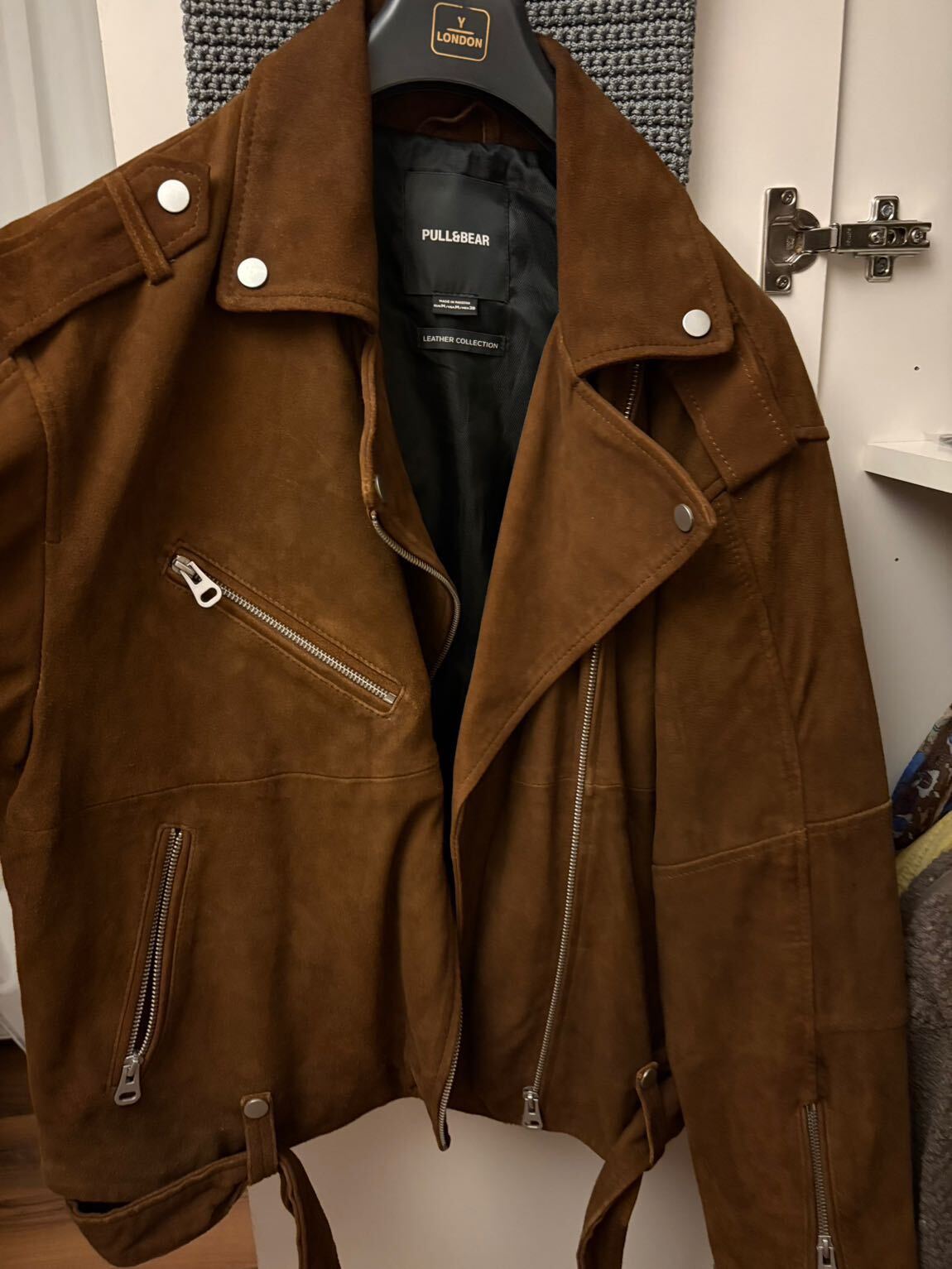 Pull&Bear Taba Süet Deri Ceket — görsel 3/5