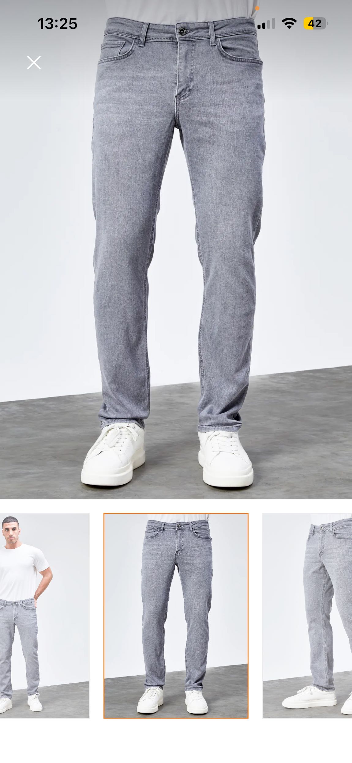 Erkek Gri Slim Fit Jean Pantolon — görsel 3/4