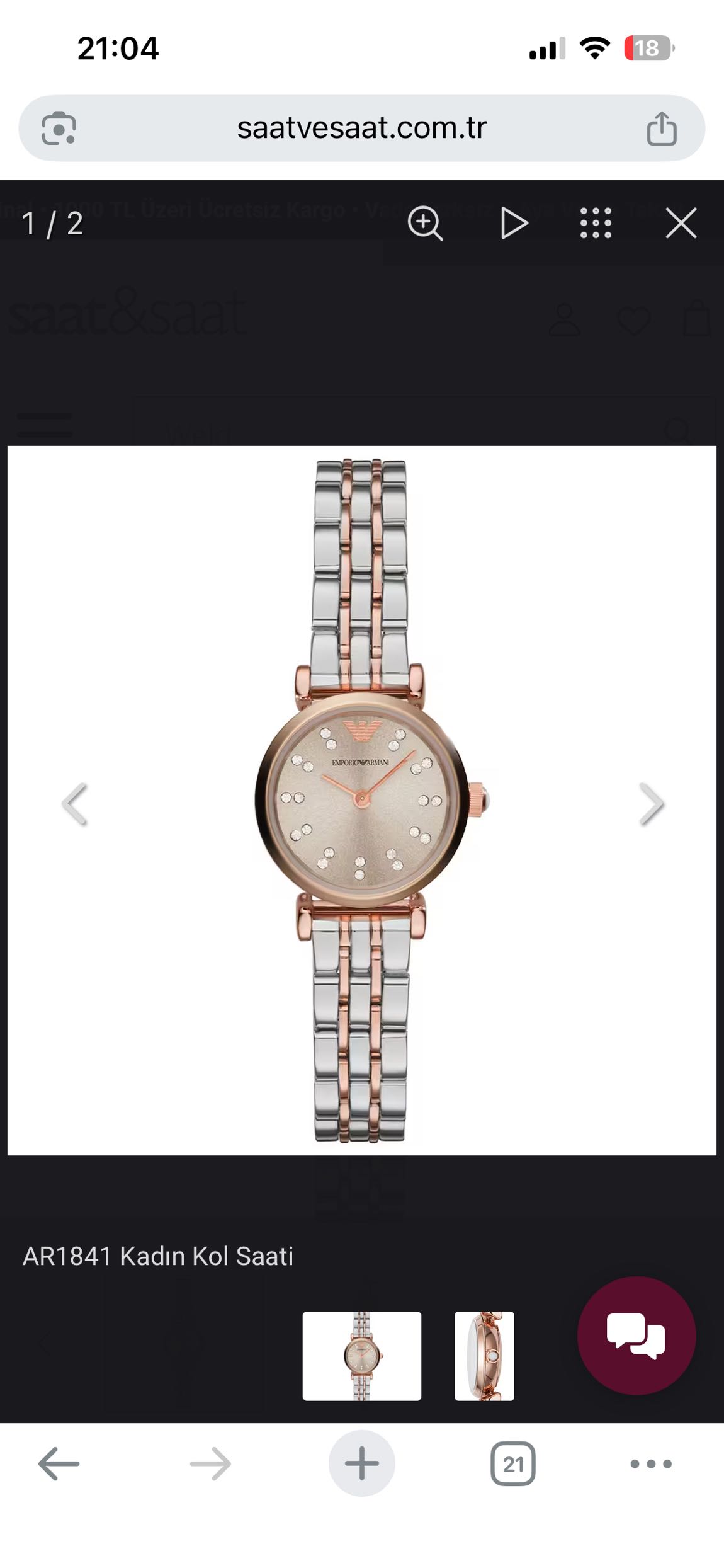 Emporio Armani Rose Gold Saat AR1841 — görsel 3/4