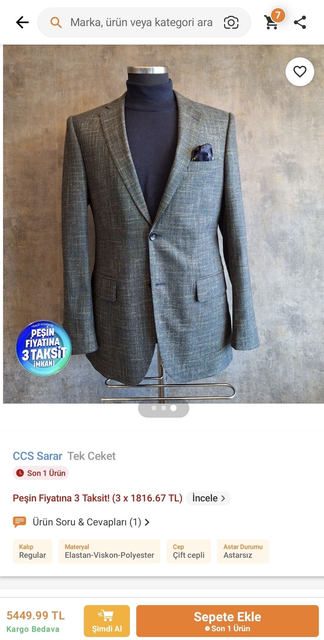 Sarar Lacivert Blazer Ceket — görsel 6/6