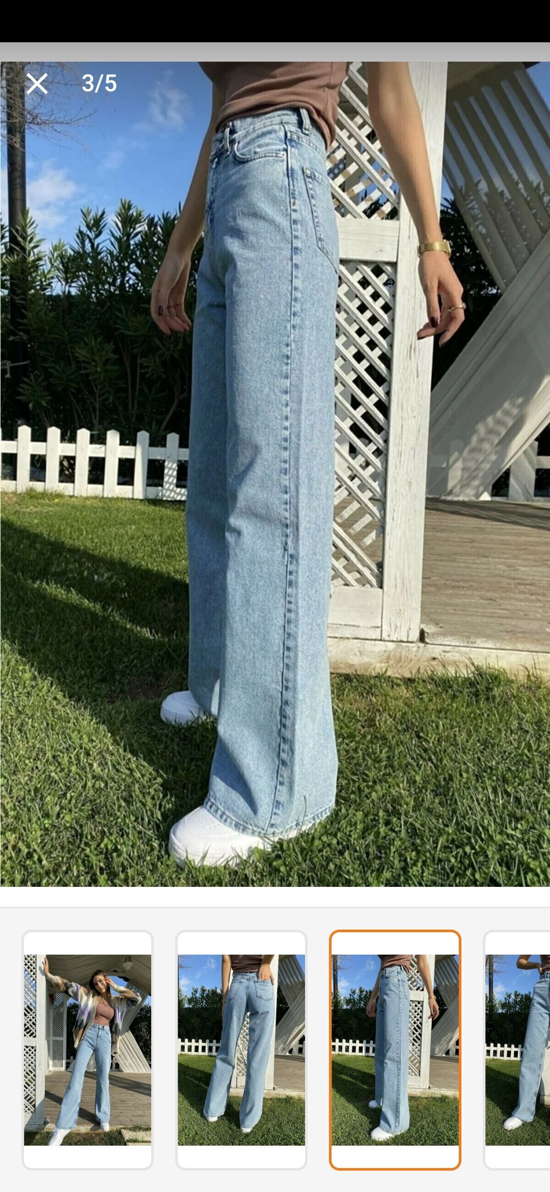 Buz mavisi yüksek bel kot pantalon — görsel 2/2