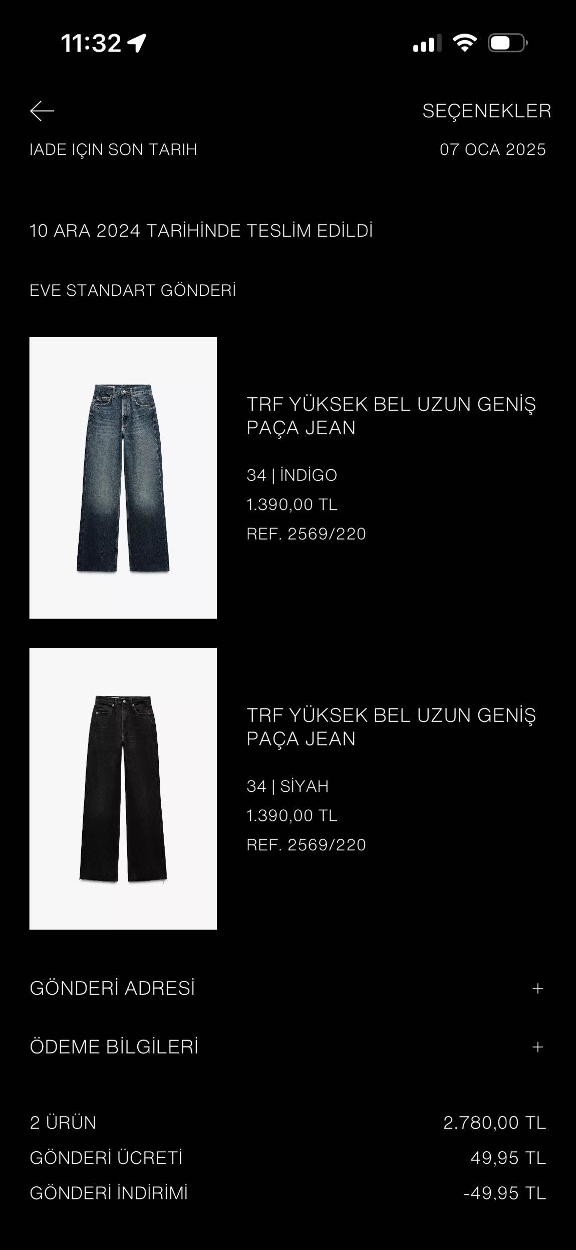 Yüksek Bel Siyah Geniş Paça Jean Pantolo — görsel 2/4