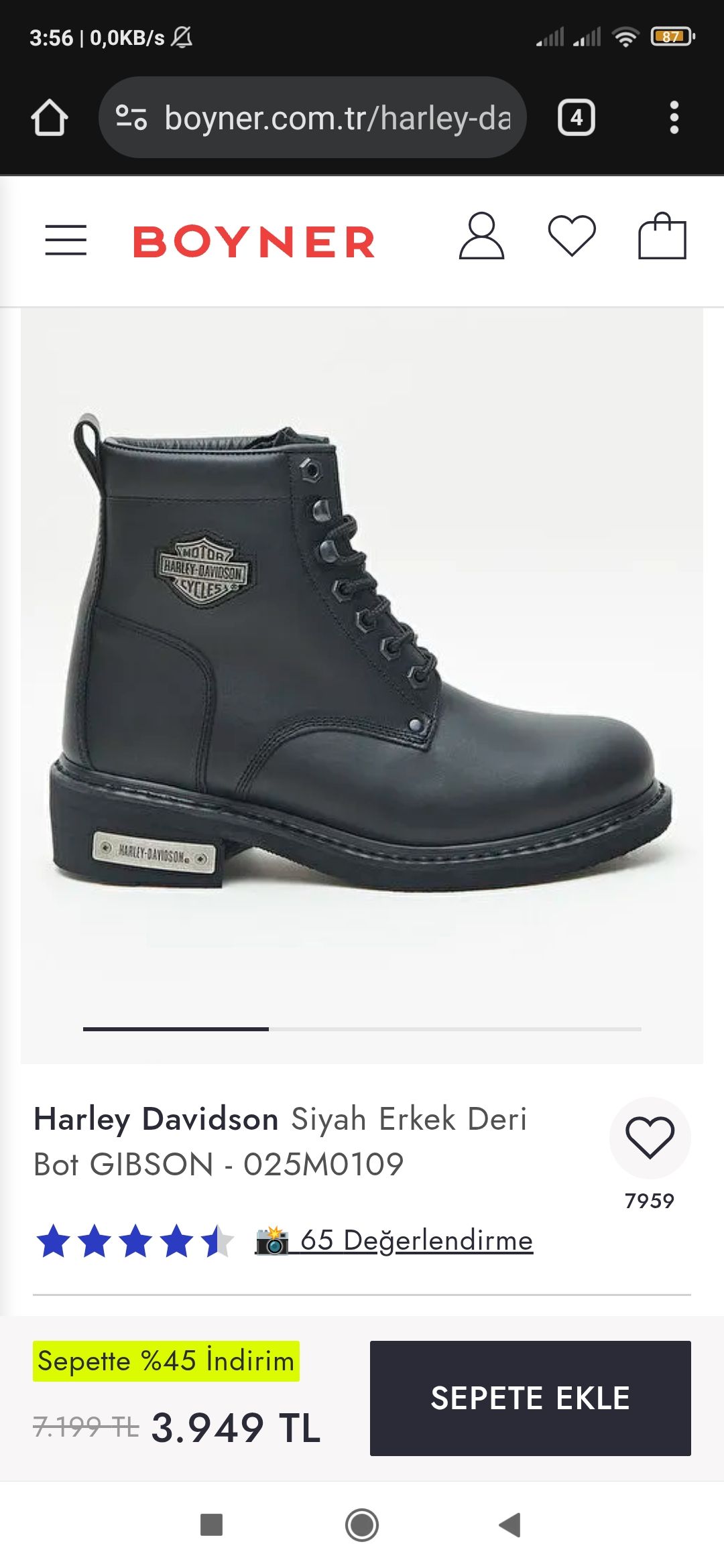 Harley Davidson siyah erkek deri bot — görsel 2/8