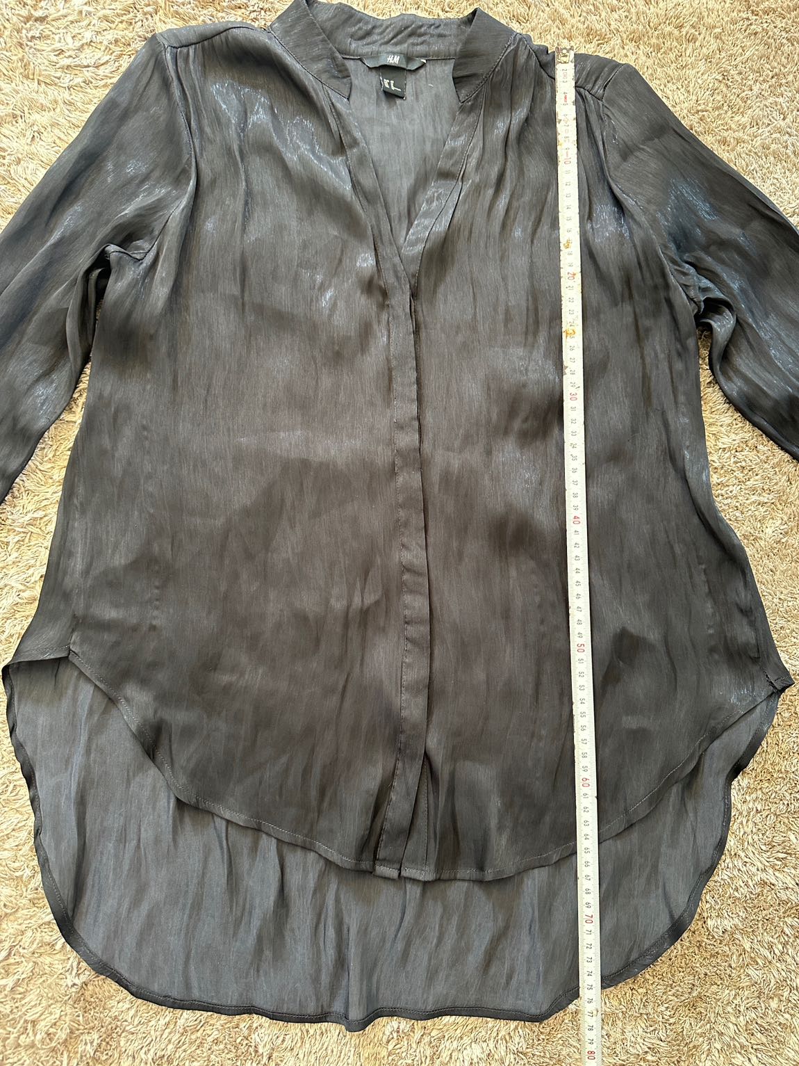 H&M Siyah Parlak Kumaşlı Gömlek — görsel 5/7