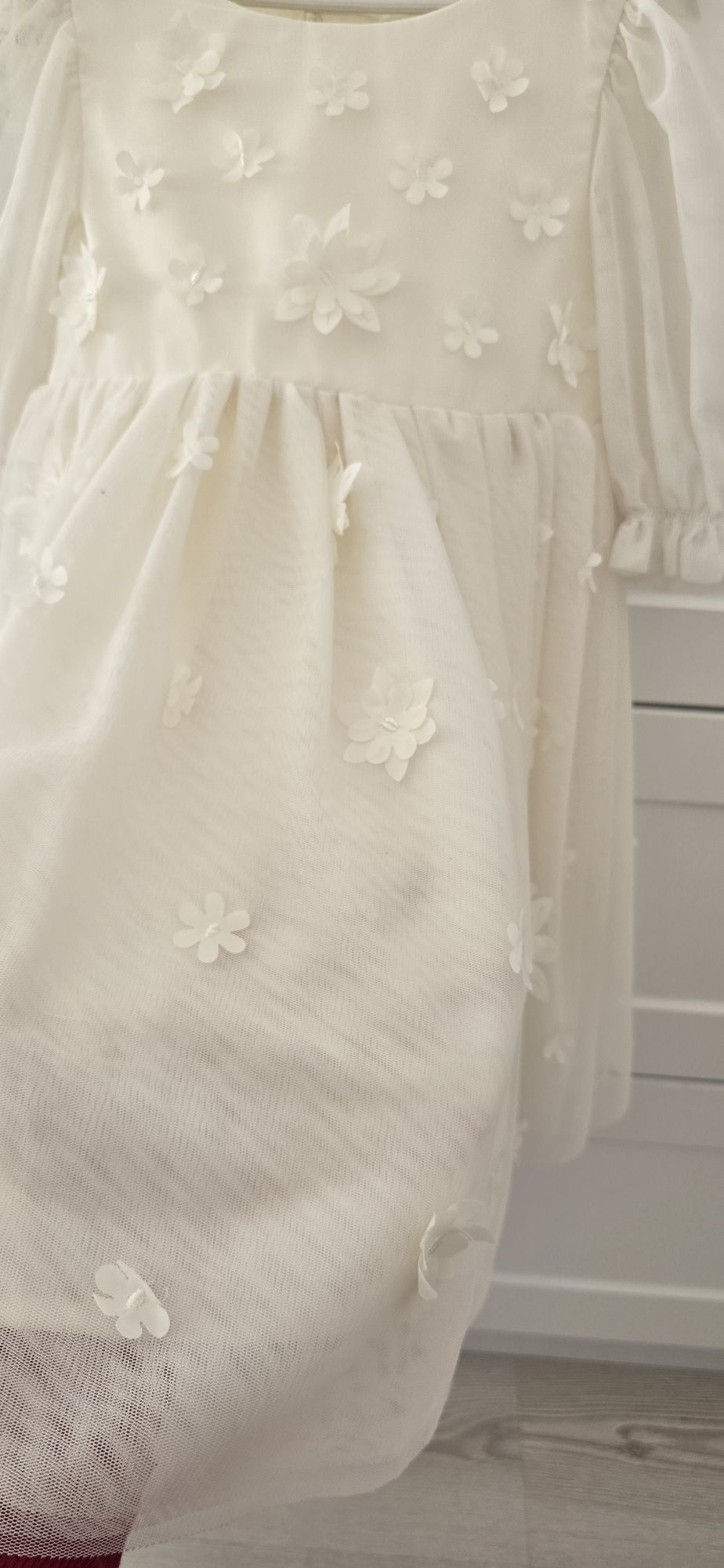 H&M Krem Çiçekli Tül Elbise — görsel 7/8