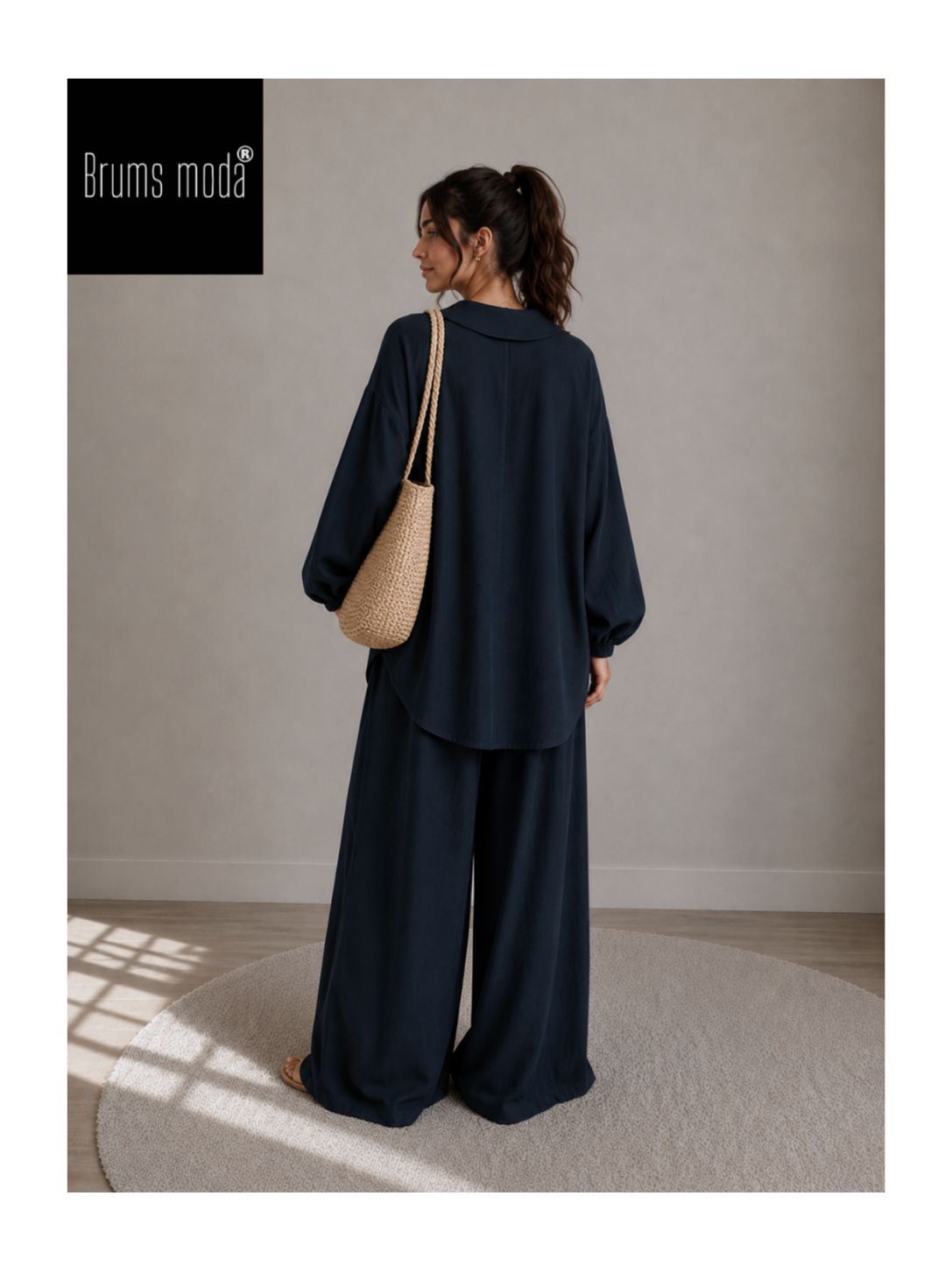 Indigo lacivert bebe yaka ikili takım — görsel 2/5