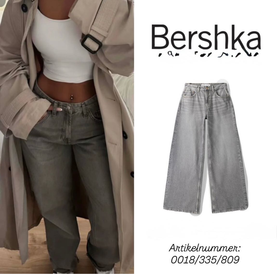 Bershka eskitme detaylı gri bol jean — görsel 6/6