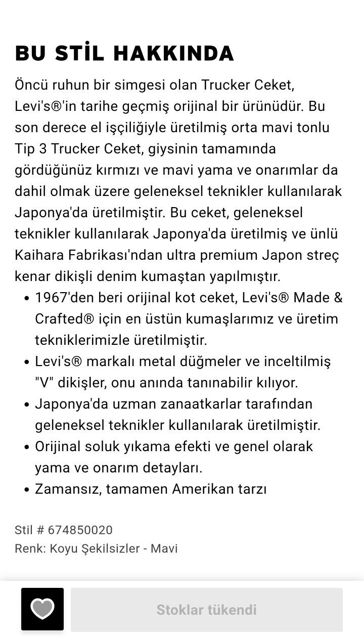 Levi's - Made&Crafted Dark Mishapes Ceke — görsel 7/8