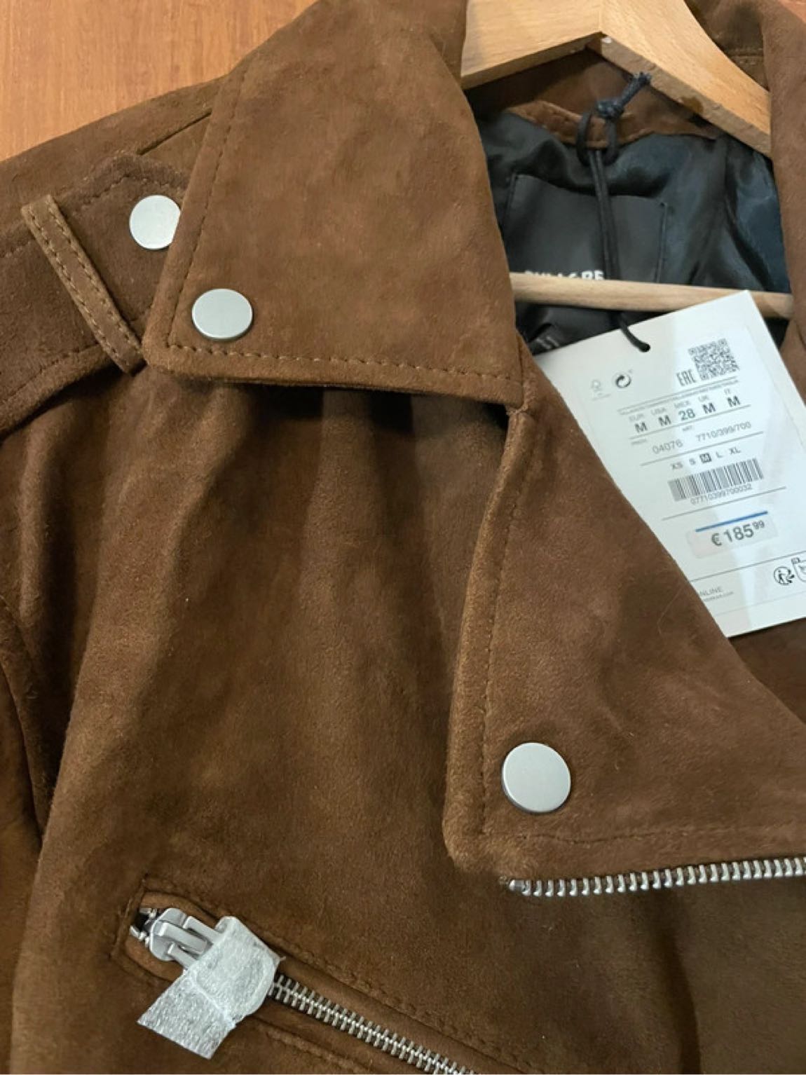 Pull&Bear Taba Süet Deri Ceket — görsel 4/5