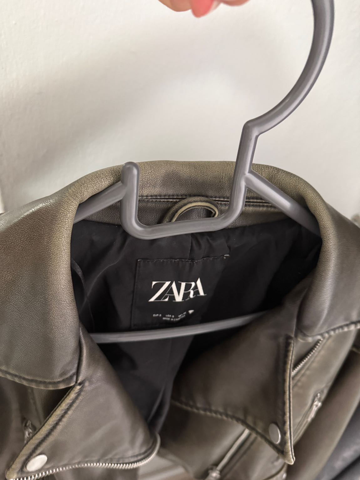 ZARA VİRAL Haki Deri Ceket — görsel 6/7