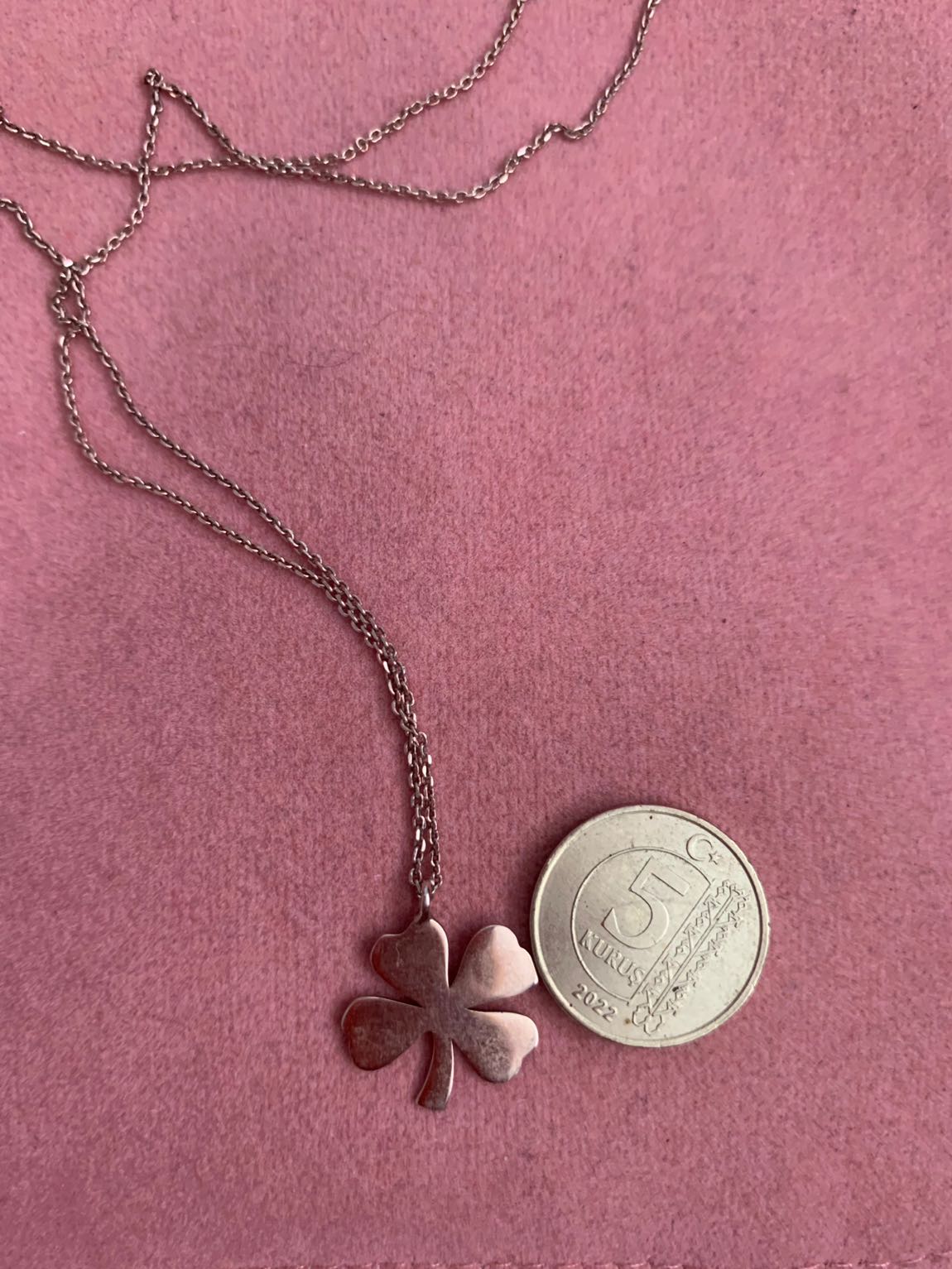 Rose Gümüş Yonca Kolye — görsel 4/7