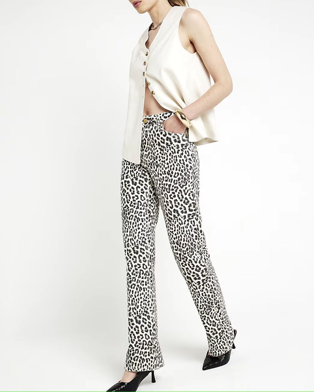 River Island Leopar Desenl Bol Paça Jean — görsel 2/6
