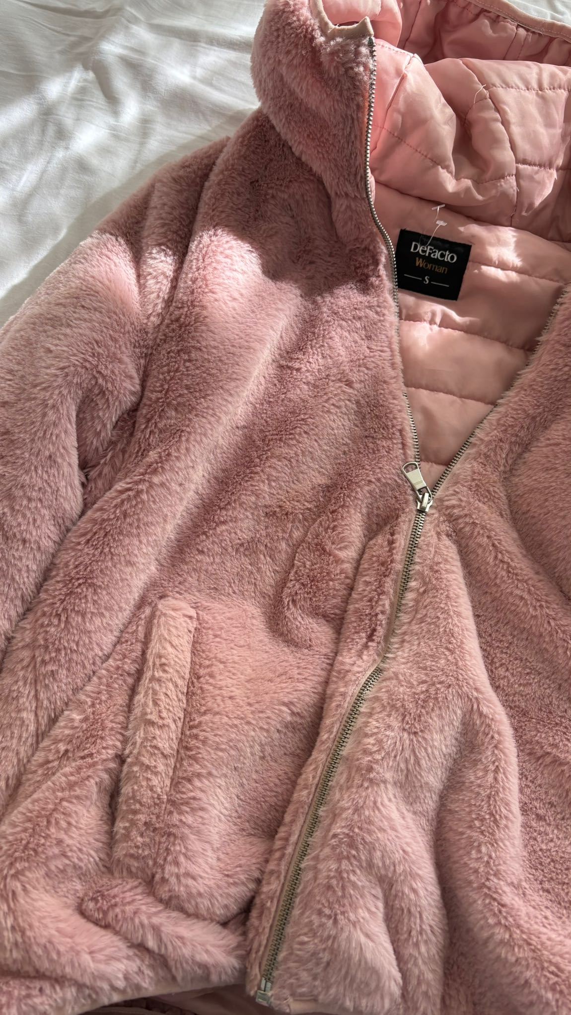 DeFacto Pembe Peluş Mont — görsel 2/7