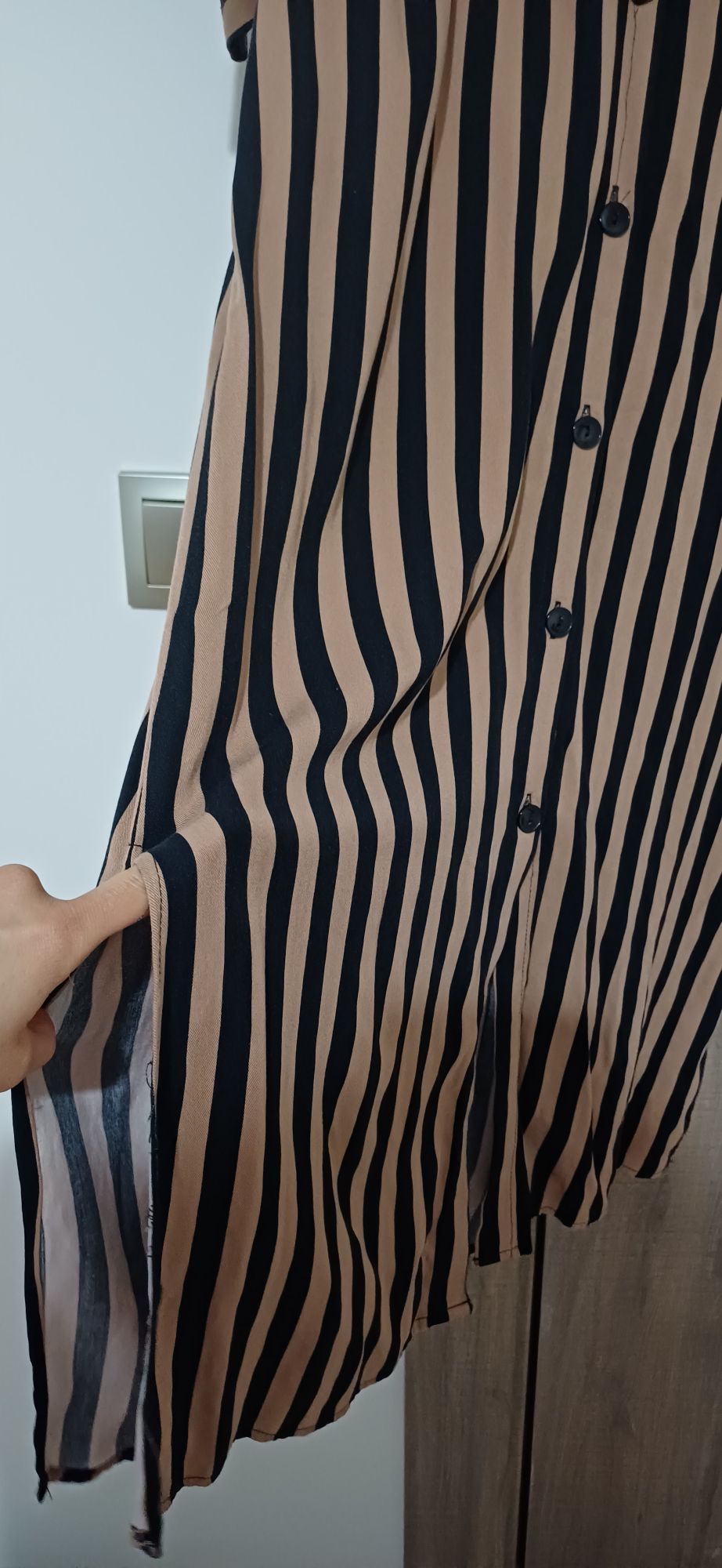 Bershka S Beden Taba-Siyah Çizgili Midi — görsel 7/8