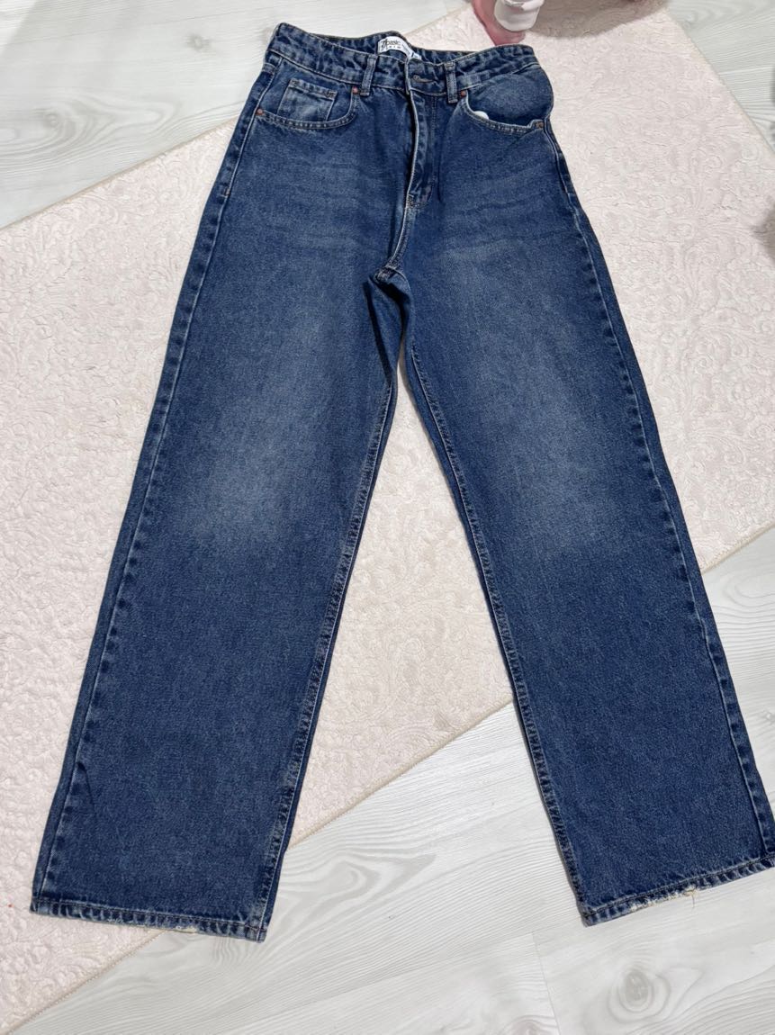 Koyu Mavi Yüksek Bel Straight Jean Panto — görsel 2/8