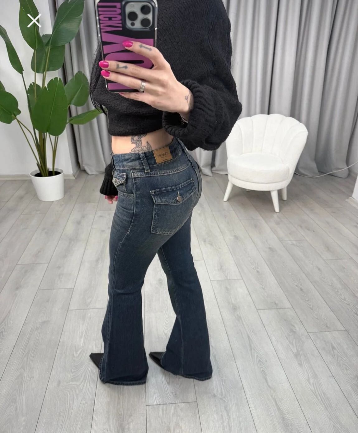 Kot Beli Düşük İspanyol Paça Jean Y2K — görsel 3/7