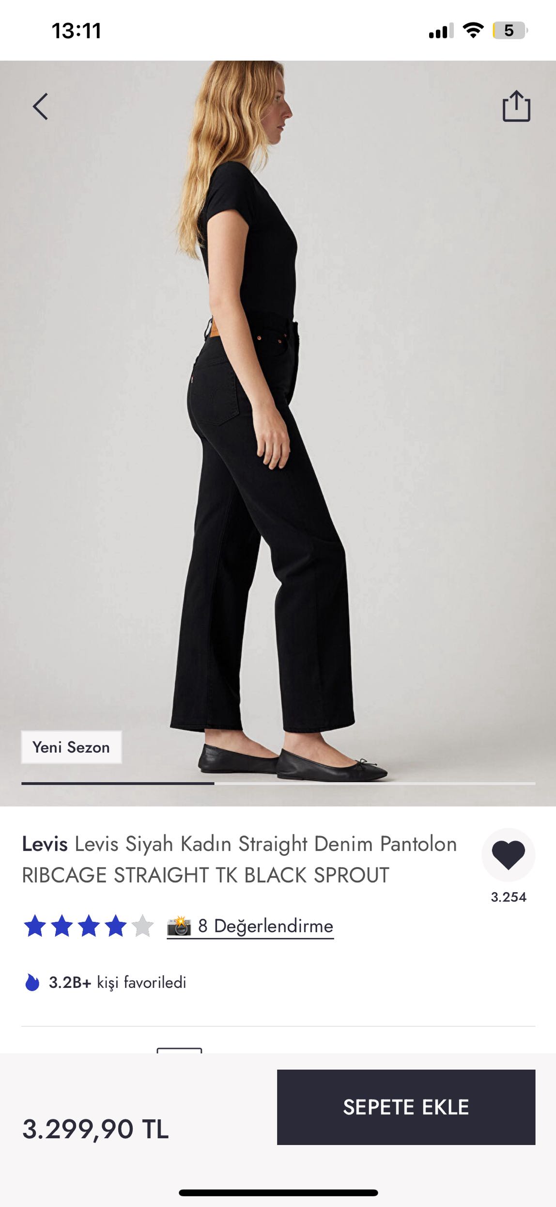 Levi's Siyah Straight Jeans — görsel 6/7
