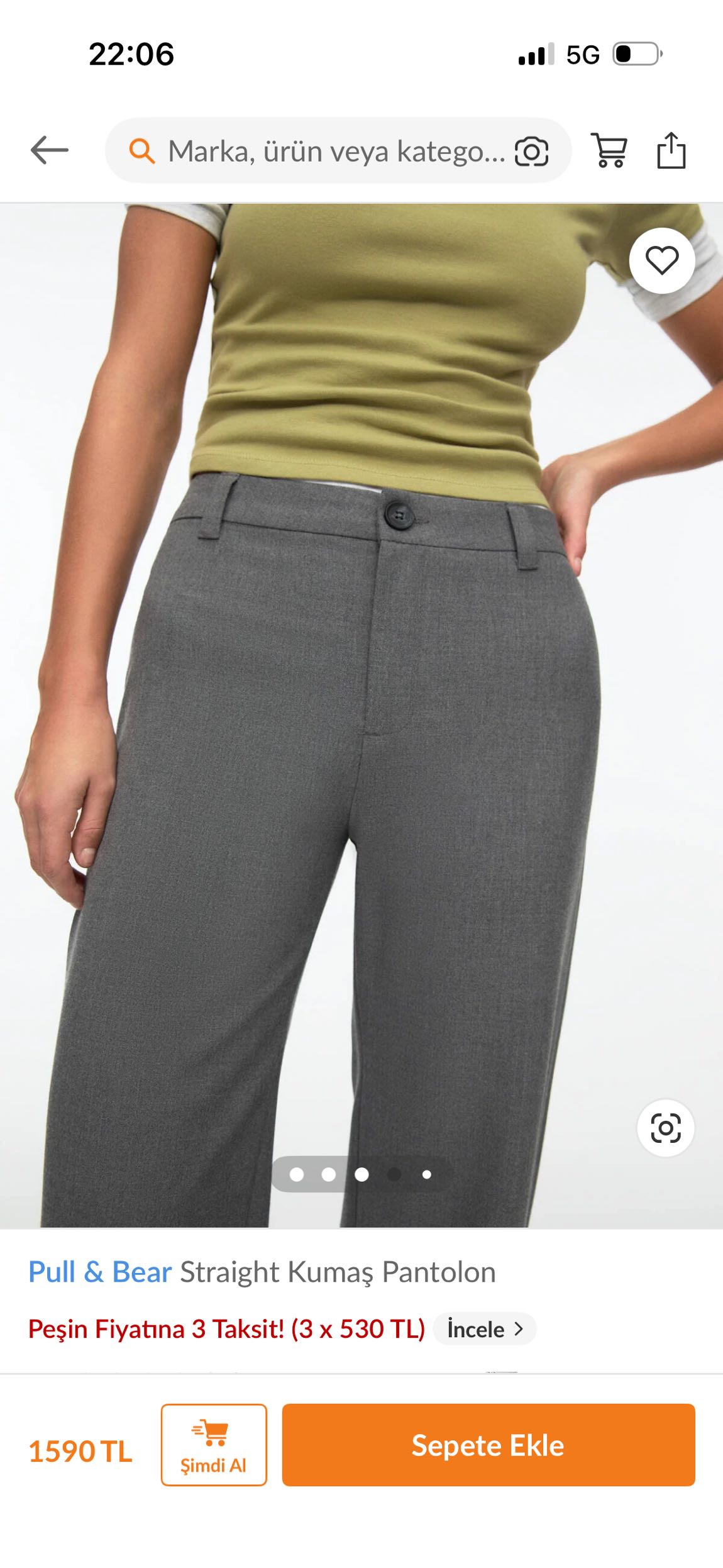 Pull & Bear Gri Kumaş Pantolon — görsel 4/8
