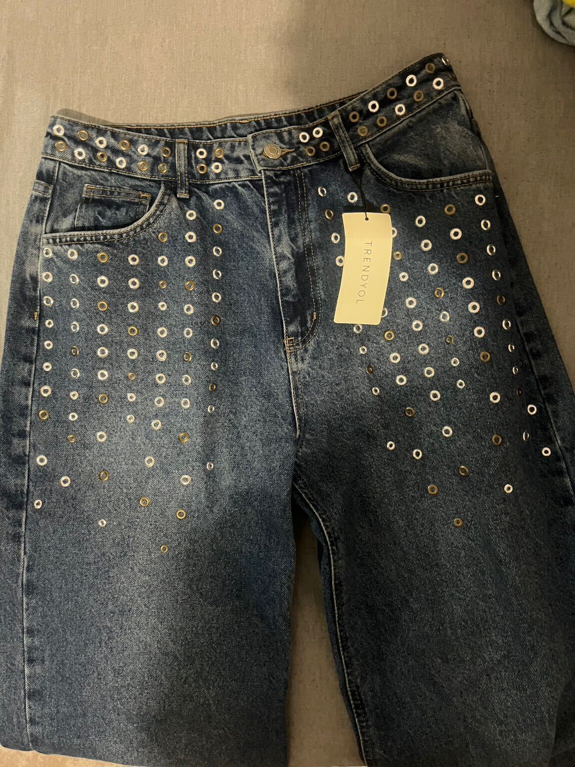 Kadın kuşgözü Geniş Paça Kot Pantolon — görsel 2/6