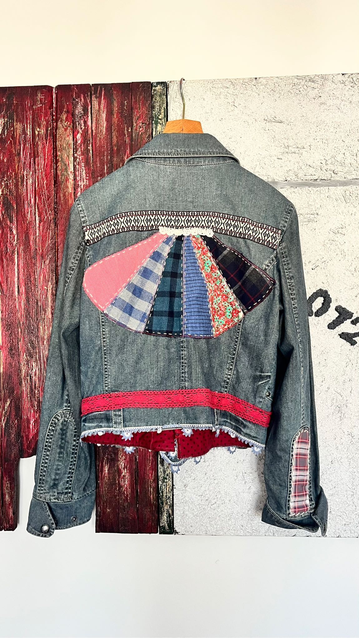 Tasarım kot ceket patchwork — görsel 4/8