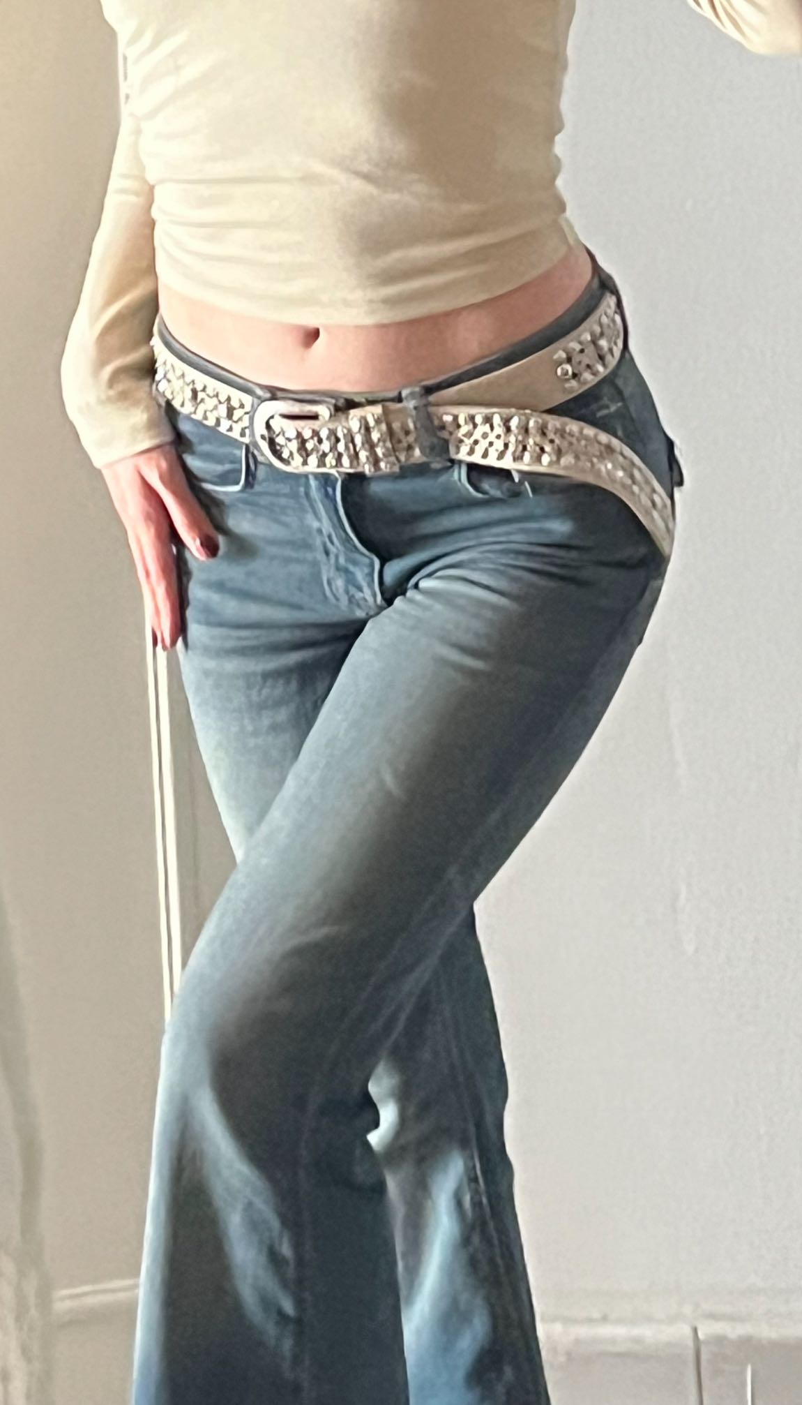 Kot Beli Düşük İspanyol Paça Jean Y2K — görsel 7/7