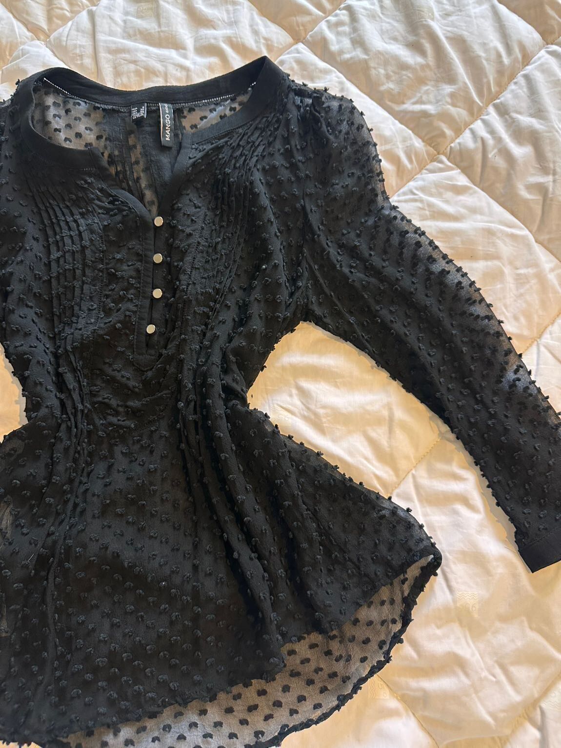 Siyah plumeti şık gotik bluz — görsel 4/5