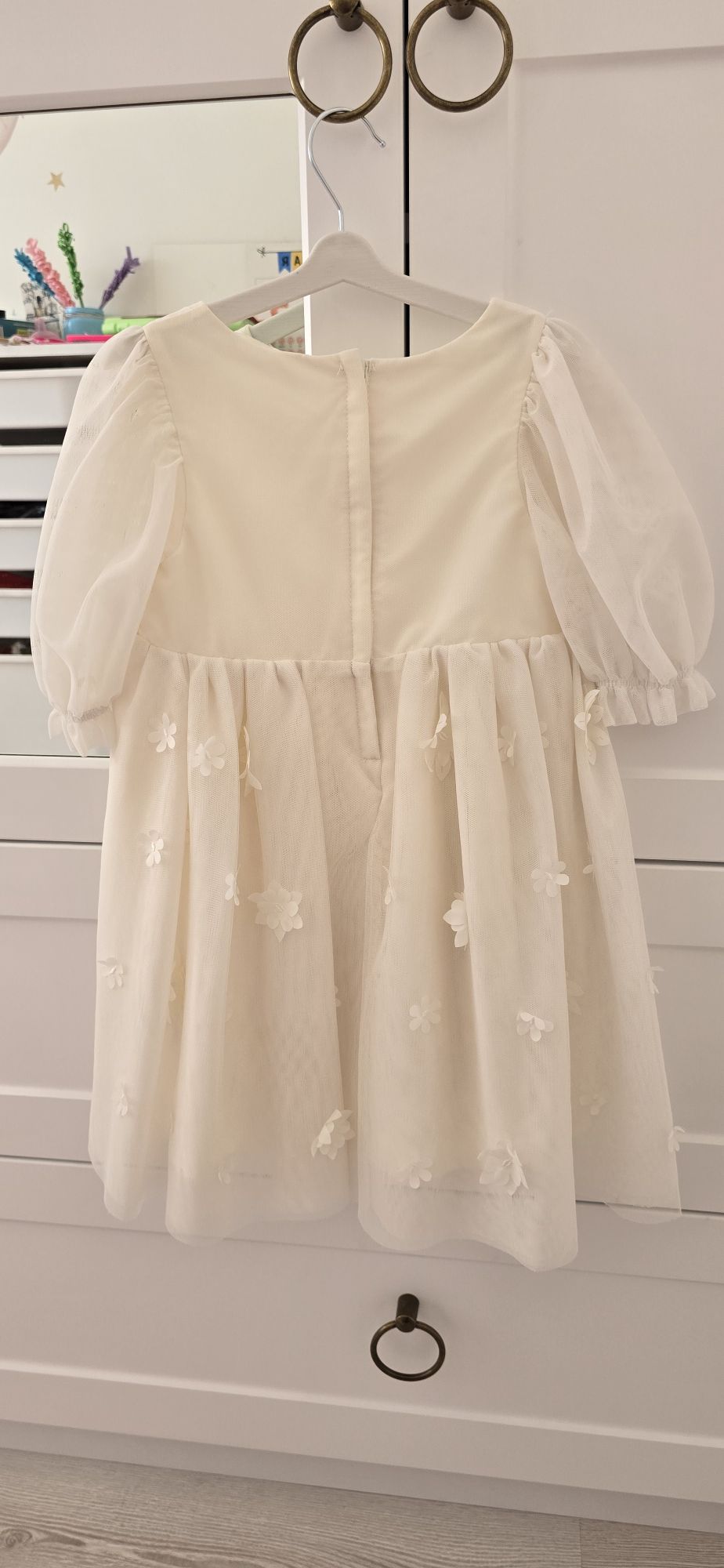 H&M Krem Çiçekli Tül Elbise — görsel 4/8