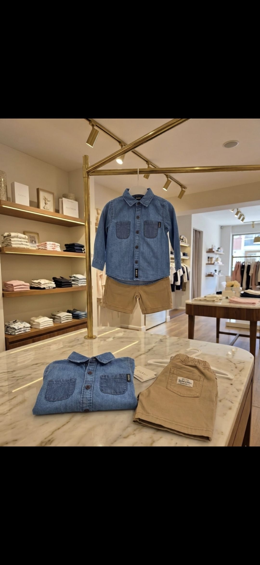 dkny denim gömlek şort takımı — görsel 3/5
